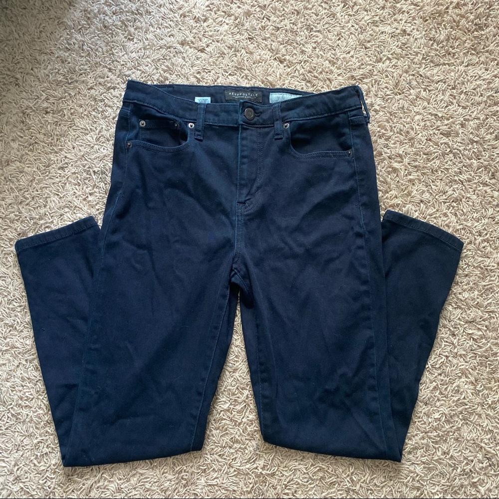Aeropostale Dark Blue High Waisted Ankle Jeggings